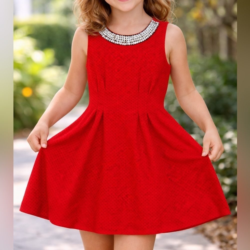 Monteau Elegant Red Kids Dress